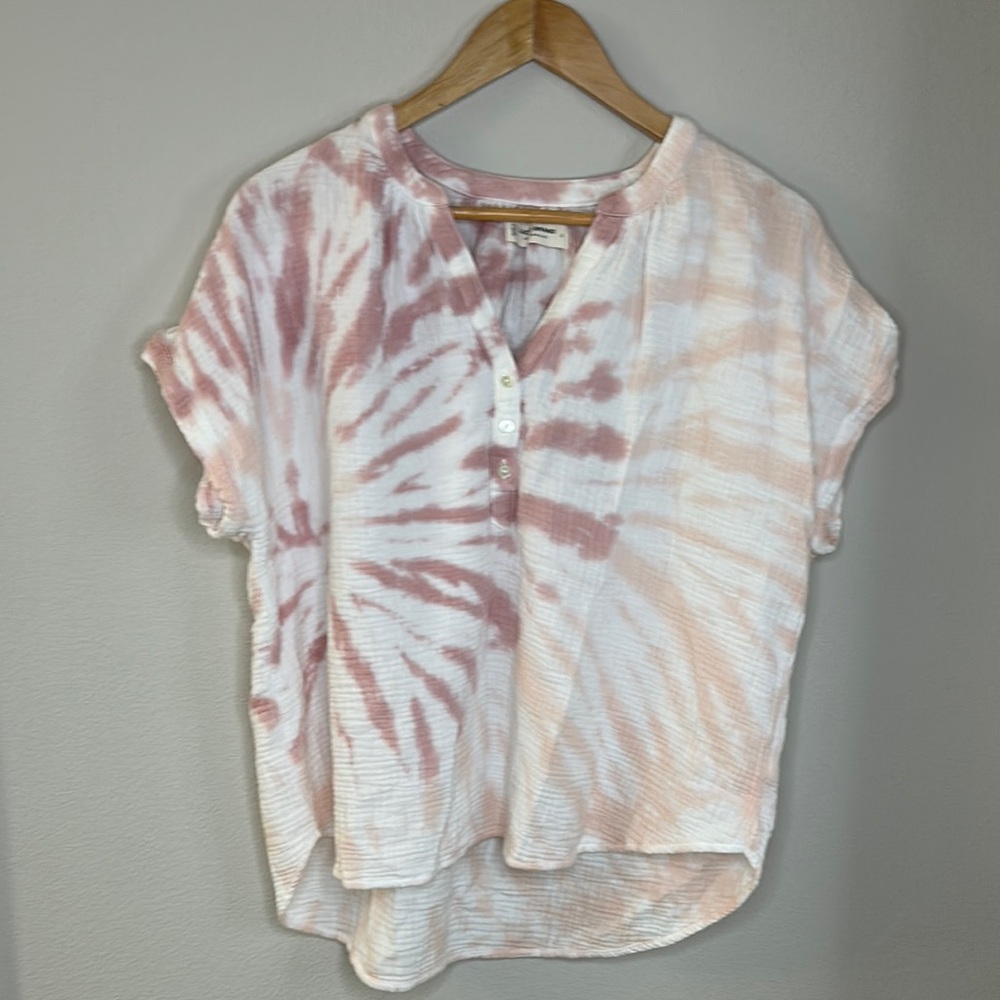 Lucky Brand Pink and White Tie-Dye Blouse - Picture 4 of 5